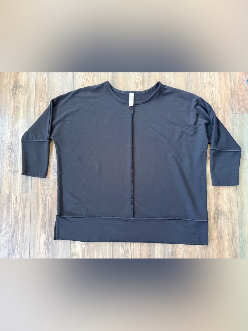 SPANX Black Raw-Edge Sweatshirt Top